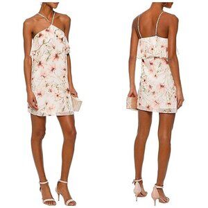 Haute‎ hippie Ashbury floral Print Halter Sleeveless dress with ruffle detail, M